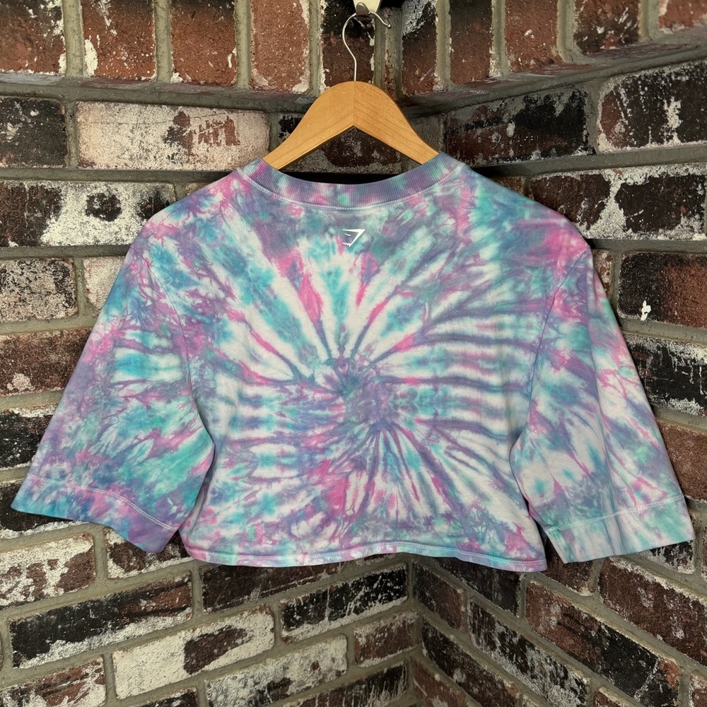 Gymshark Boxy Custom Colorful Pastel Spiral Tiedye Cropped Tshirt